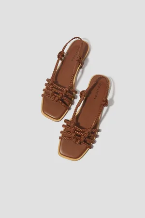Monsoon Tan Brown Haf Metallic Braided Sandals AU 7 (EU 38)