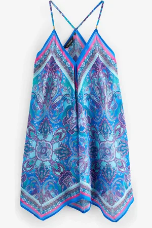 Sosandar Scarf Print Hanky Hem Beach Dress XS
