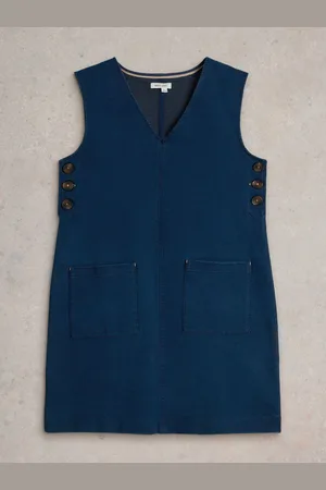 White Stuff Maple Denim Jersey Pinny Dress AU 22