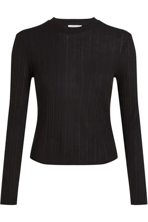 Calvin Klein Black Slim Semi Sheer Ribbed Long Sleeve Top S