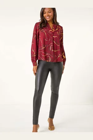 Roman Red Marble Foil V-Neck Top AU 12