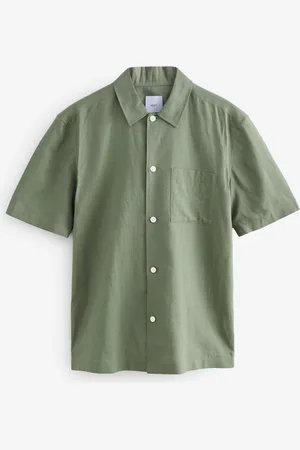 Next Standard Collar Cotton Linen Blend Short Sleeve Shirt XXL