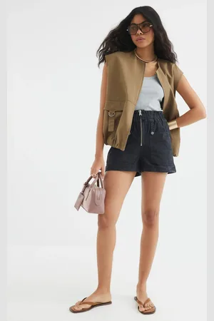 River Island 100% Cotton Zip Front Casual Shorts 10