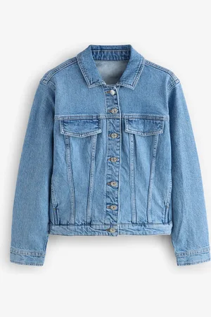 Next Mid Blue Fuller Bust Denim Fitted Jacket AU 12 Petite