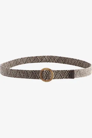 Next Black Square Buckle Wide Raffia Belt S