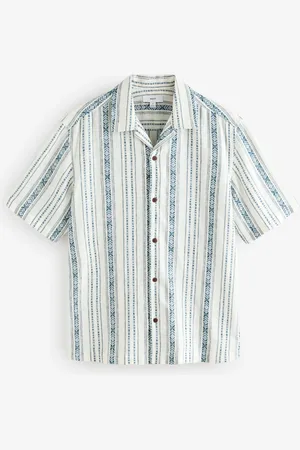 Next Short Sleeve Textured Stripe Shirt 5XL