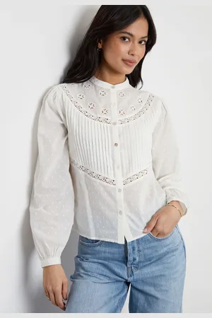 Threadbare Cream Lace Detail Boho 100% Cotton Blouse AU 12