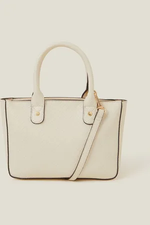Accessorize Cream Mini Woven Faux Leather Handbag One
