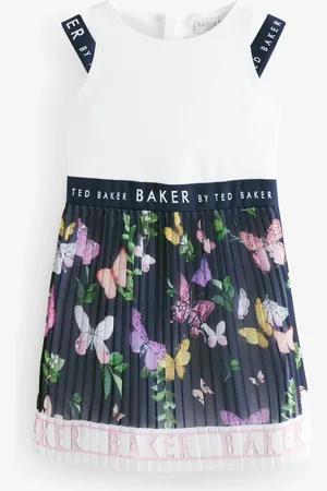 Ted Baker Floral Print Double Strap Chiffon Pleat Mockable Dress 8 Years (128 cm)