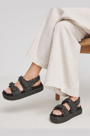 Simply Be Black Extra Wide Fit Raffia Chunky Footbed Sandals In Wide Fit eu38uk5