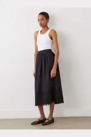 Finery London Avah Broderie Anglaise Cotton Midi Skirt 20