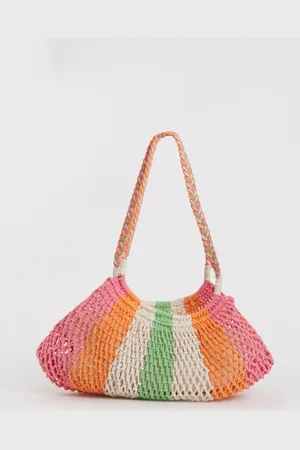 Simply Be Pink Crochet Shopper 100% Cotton Bag one