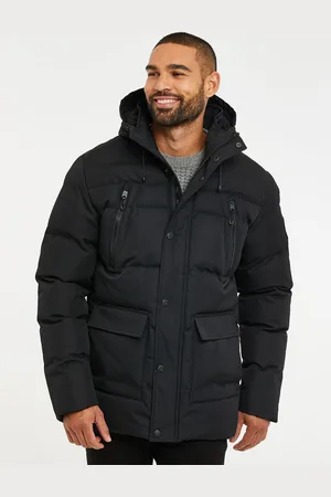 Threadbare Black Hooded Showerproof Puffer Coat L