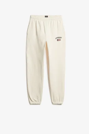 Superdry Desert Bone Off White Ath Ess Boyfriend 100% Cotton Joggers AU 12