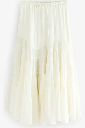 Next 100% Cotton Boho Tiered Midi Skirt XS Reg