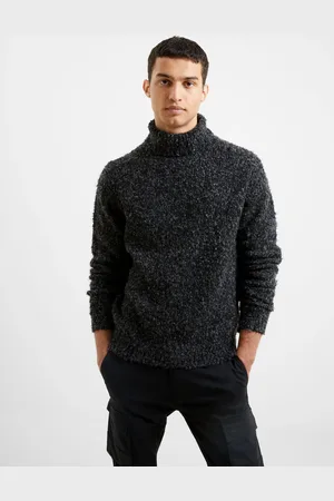 French Connection Grey Twisted Boucle Roll Neck Jumper S