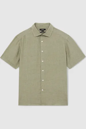 Reiss Holiday Linen Short-Sleeve Shirt L
