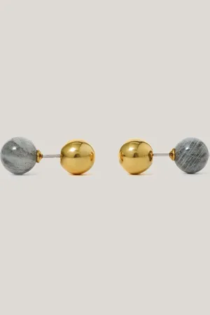 Jigsaw Gold Tone Reversible Stud Earrings One