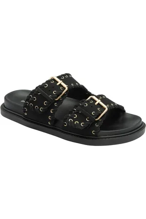 Dunlop Black Twin Strap Buckle Footbed Sandals AU 8 (EU 39)