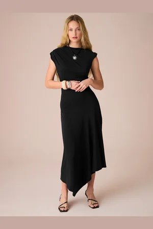 Next Short Sleeve Asymmetric Hem Midi Dress AU 14 Tall