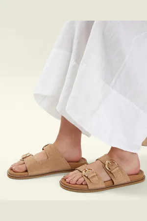 Accessorize Natural Leather Stud Buckle Sandals AU 9 (EU 40)