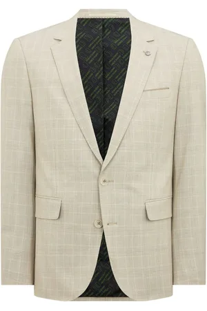 Remus Natural Slim Fit Checked Stretch Suit Jacket 44