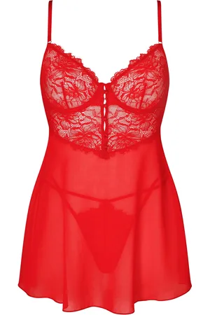 Ann Summers Red The Iris Lace Detail Babydoll XS