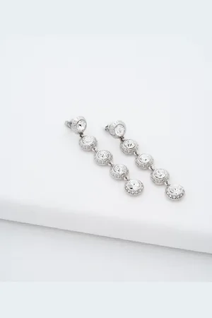 Ted Baker Silver Tone Sorella Solitaire Sparkle Crystal Long Drop Earrings One