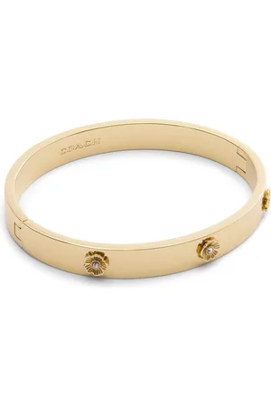 Coach Gold Tone Signature Tea Rose Bangle Boxed Bracelet One