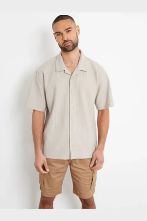 Threadbare Textured Revere Collar Short Sleeve Shirt L