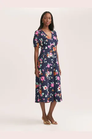 Finery London Robyn Floral Print Button Through Midi Dress 14
