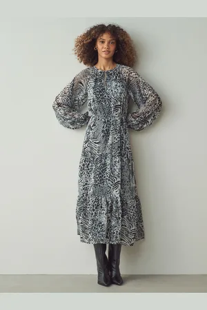 ONLY Animal Leopard Snake Print Midi Dress AU 8