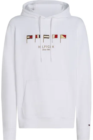 Tommy Hilfiger Chalk White Multi Flags 100% Cotton Hoodie S