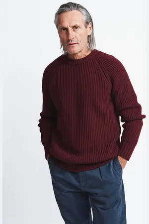 Aubin Grey Crail Fisherman Rib Crew Neck Jumper XXL