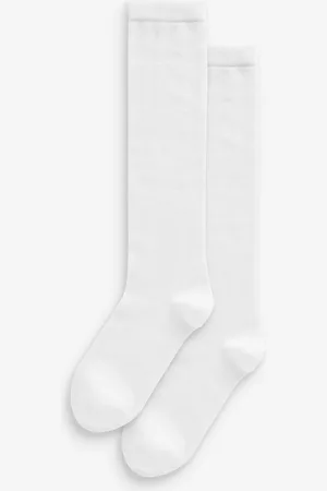 Next White Modal Blend Knee High Socks 2 Pack One