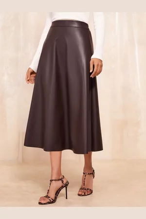 Friends Like These Faux Leather Full Hem Midi Skirt 14