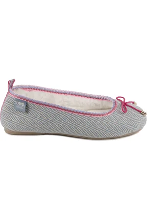 Totes Blue Ladies Isotoner Herringbone Ballet Slippers AU 7 (EU 37.5)