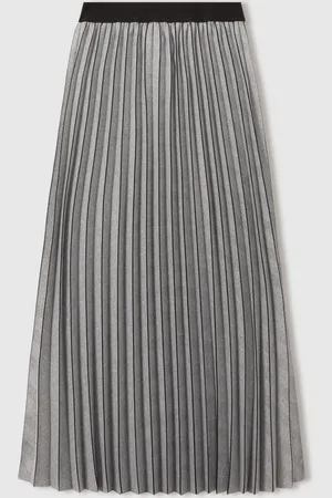Reiss Nova Checked Pleated Midi Skirt AU 8