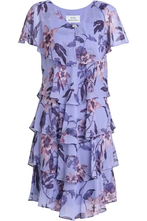 Gina Bacconi Mollie Chiffon Dress with Beaded Edge AU 22