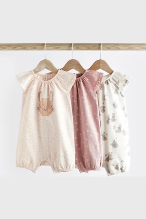Next Pink Bunny Baby Vest Rompers 3 Pack 9