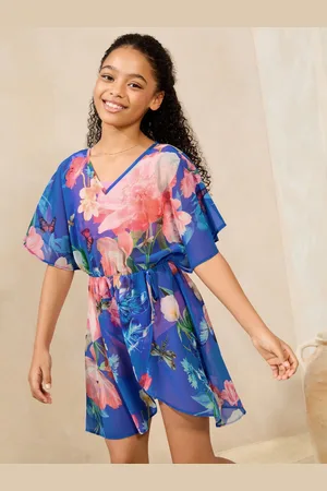 Lipsy London Cobalt Blue Floral Printed Kaftan (5-16yrs) 7