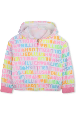 Billieblush Pink 100% Cotton All Over Logo Print Zip-Up Hoodie 8 Years (128 cm)