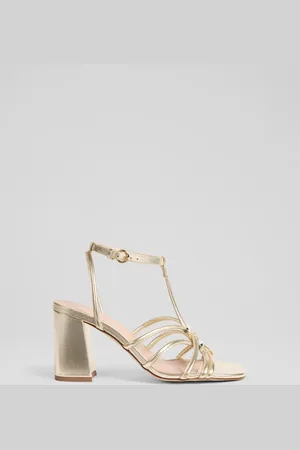 LK Bennett Metallic Noelle Pale Nappa Leather Tubular Oloid Sandals AU 7 (EU 38)