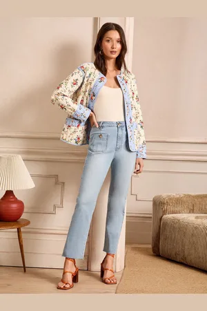 Love & Roses Bleach Wash Petite Crop Straight Leg Jeans With Patch Pocket AU 12
