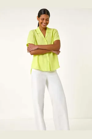 Roman Green Collared Short Sleeve Blouse AU 16