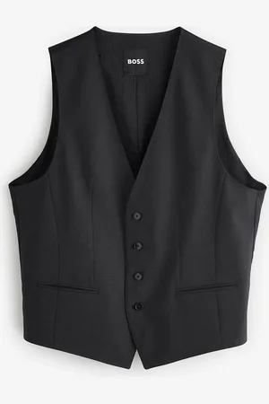 HUGO BOSS Black Chrome Slim-Fit Wool Waistcoat 40