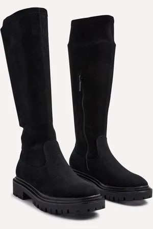 Linzi Black Suede Hallie High Leg Stretch Boots AU 6 (EU 37)