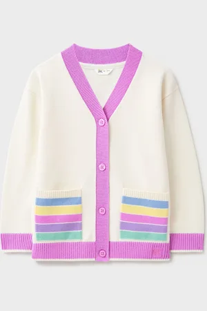 J.Crew Company White Rainbow Pocket Cardigan 10
