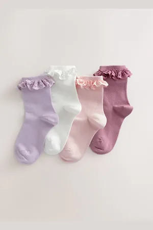 Next Multi 4 Pack Cotton Rich Ruffle Frill Ankle Socks 0-2.5 Jnr