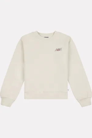 New Balance White Girls Floral Circle Graphic Sweatshirt 12